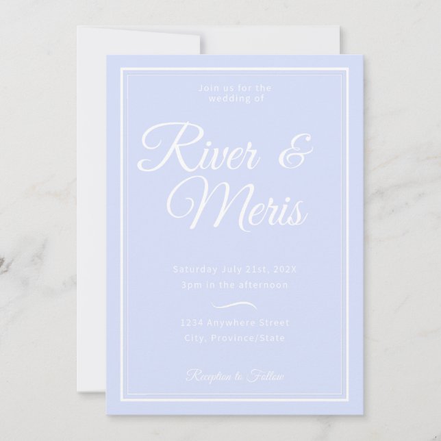 Algo Azul Convite Para Casamento (Frente)