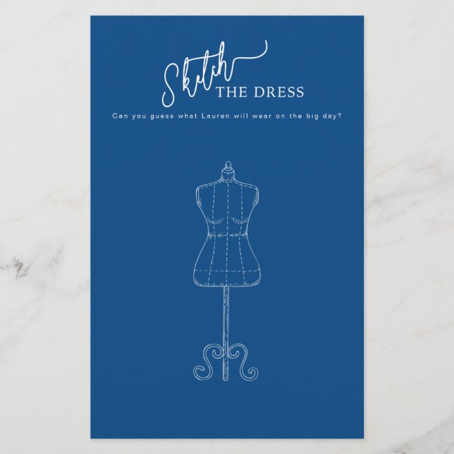 Algo azul esboço o jogo do Chá de panela de vestir (Frente)