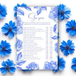 Algo azul floral Jogo do sapato Chá de noiva