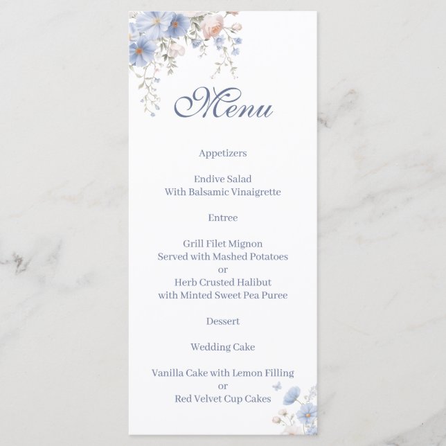 Algo azul floral Menu (Frente)