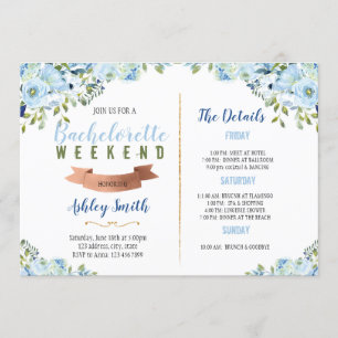 Algo convite azul do itinerário de Bachelorette
