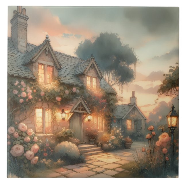 Algodão de Fairytalte ao Sunset com Rosas (Frente)