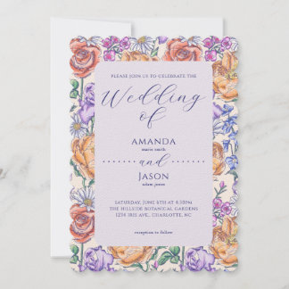 Algodão Inglês Vitória Floral Convite Para Casamen