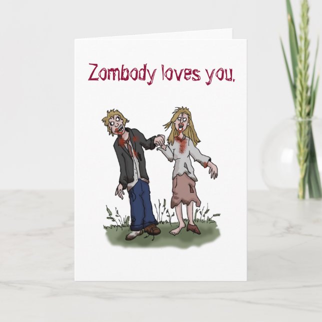 Alguém te ama - Cartão de amor zombie. (Frente)