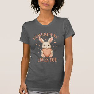 Algum coelhinho ama você Camiseta cinza escuro do 