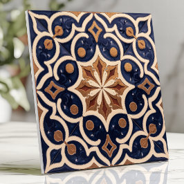 Alhambra Geométrico Mourisco Azul Naval Dourado