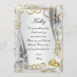 Alianças de Noivado e Coração - Cartão de Dama de