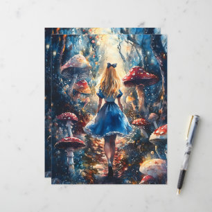 Alice Aquarela em Papel Escrapado na Terra das Mar