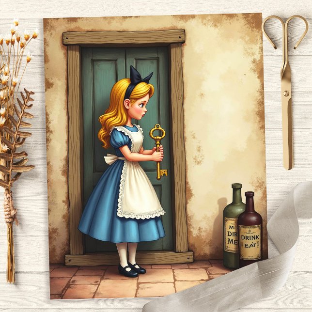 Alice e a Chave Pequena Porta Papel Scrapbook (Criador carregado)