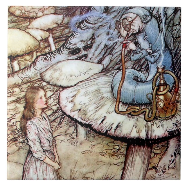 "Alice e a lagarta" por Arthur Rackham (Frente)