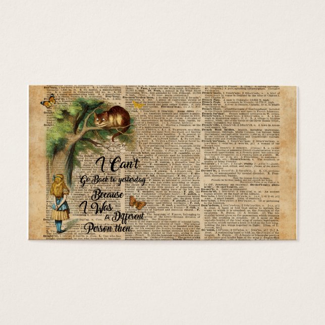 Alice e Cheshire Cat Cote Dictionary Art (Frente)