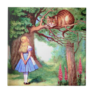 Alice e o gato de Cheshire no país das maravilhas