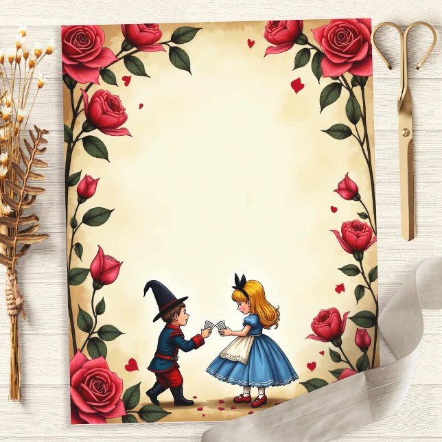 Alice e Rosas de Cartões Papel de Scrapbook com Bo (Criador carregado)