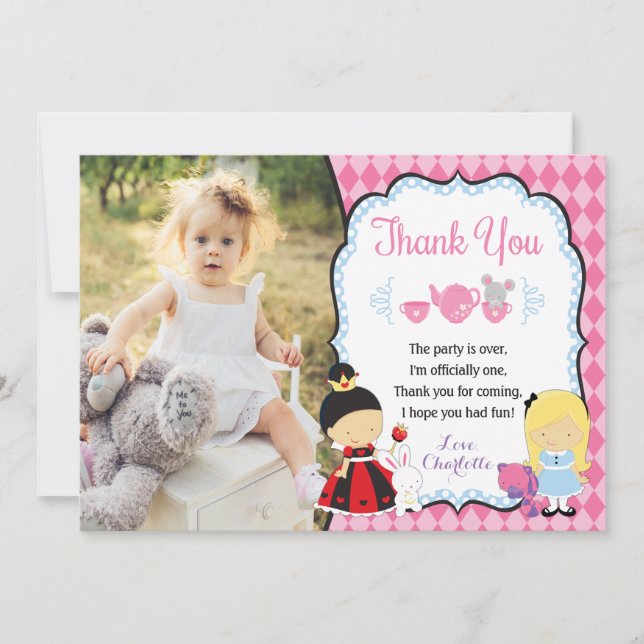 Alice em cartões de agradecimentos do aniversário (Frente)