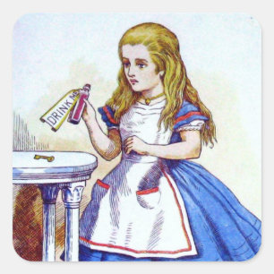 Alice em etiquetas e em cartão do país das