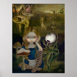 Alice em um impressão lowbrow da arte da paisagem