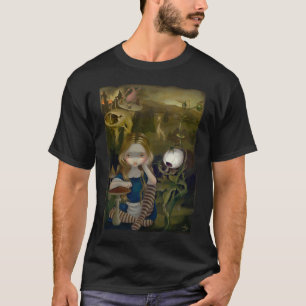 Alice em uma camisa gótico do país das maravilha