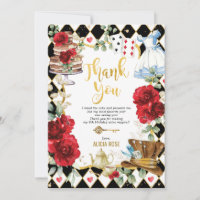 Alice Floral Vermelha no Cartões de agradecimentos