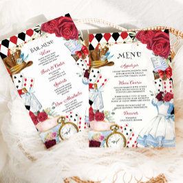 Alice Floral Vermelha no Menu de Aniversário do Pa