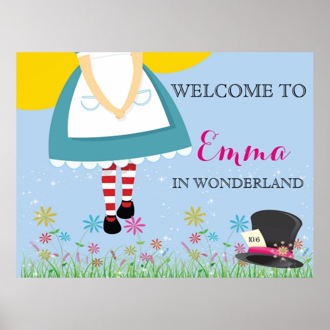 Alice in Wonderland Birthday Poster (Frente)