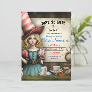 Alice In Wonderland Tea Party Sweet 16 Convite