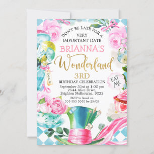 Alice Mad Hatter No Convite De Aniversário Da Mar