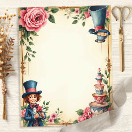 Alice Mad Hatter Tea Tea Teacups Papel Escrapbook