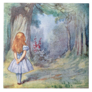 Alice no azulejo ou no Trivet da arte de Tenniel