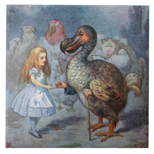 Alice no azulejo ou no Trivet da arte do Dodo do