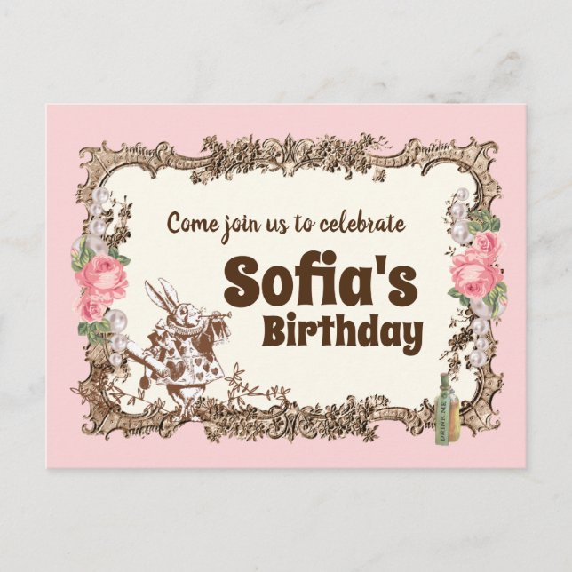 alice no cartaz de convite da terra maravilhosa (Frente)