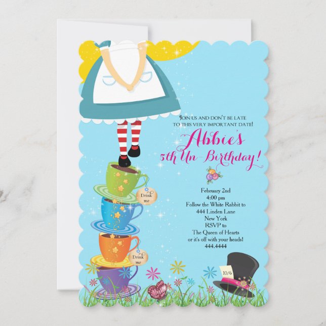 Alice No Convite De Aniversário Da Maravilha (Frente)