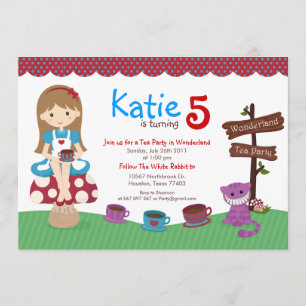 Alice no convite do aniversário do país das