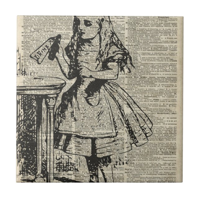 Alice no estêncil do vintage do país das (Frente)