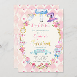 Alice No OneDerland Birthday - Convite Para Festa