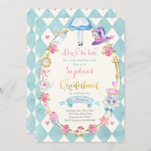 Alice No OneDerland Birthday - Convite Para Festa