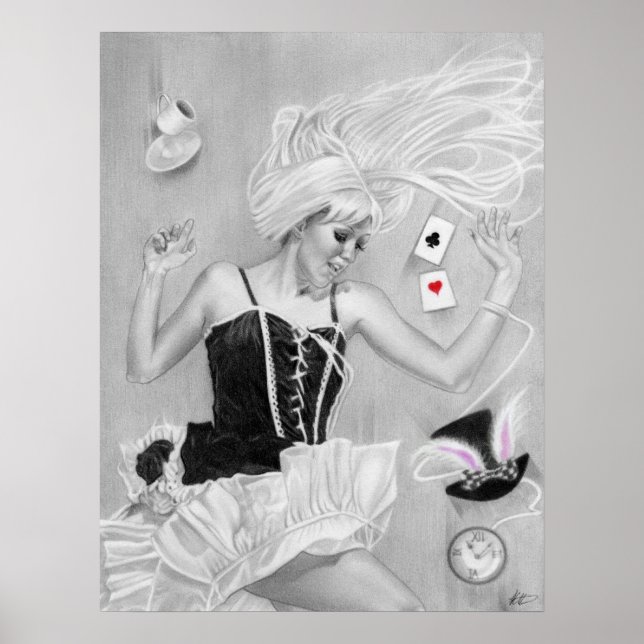 Alice no País das Maravilhas caindo Poster (Frente)