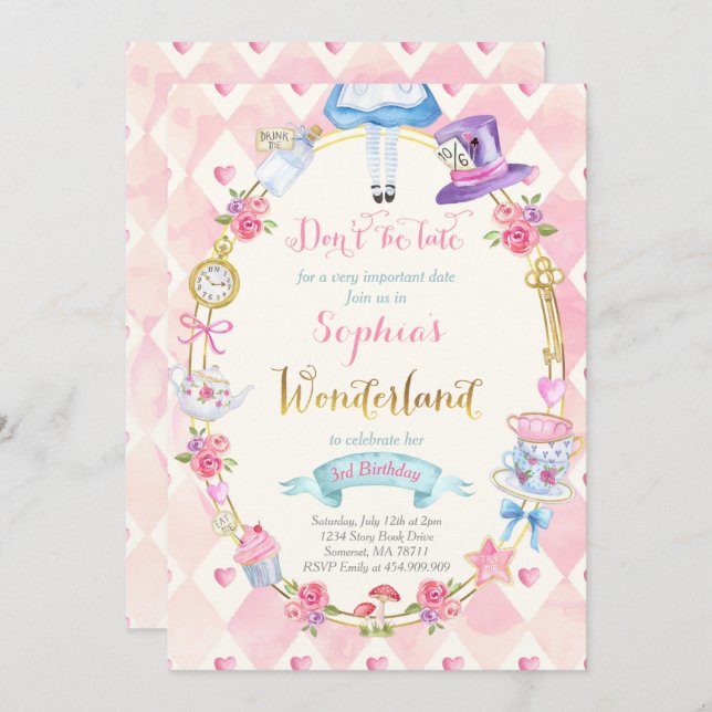 Alice No País Das Maravilhas, Convite À Festa De C (Frente/Verso)