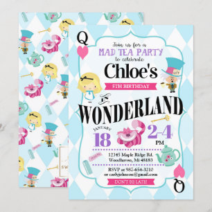 Alice no País das Maravilhas dos Convites de Aniv