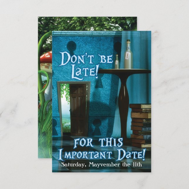 Alice no País das Maravilhas inspirou convite para (Frente/Verso)