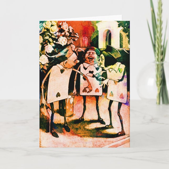 Alice no País das Maravilhas Jogando Cartões Aquar (Frente)