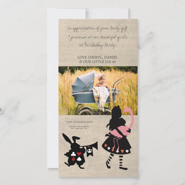 Alice no País das Maravilhas Obrigado Cartão com f (Frente)