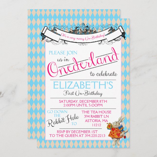 Alice no Primeiro Convite de Aniversário de Oneder (Frente/Verso)