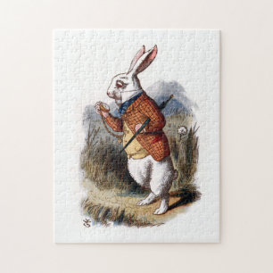 Alice no quebra-cabeça de serra de vaivém branco