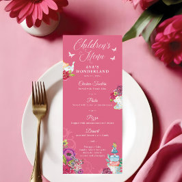 Alice No Wonderland Vibrant Floral Kids Party Menu