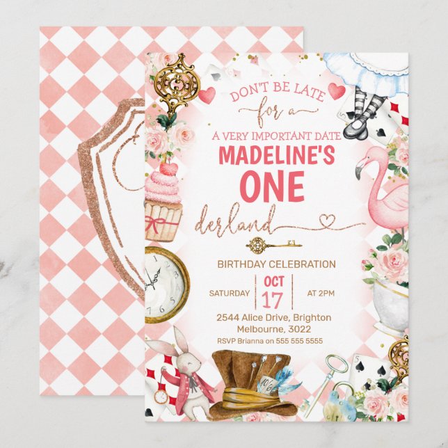 Alice Rosa No Convite Ao primeiro aniversario De O (Frente/Verso)