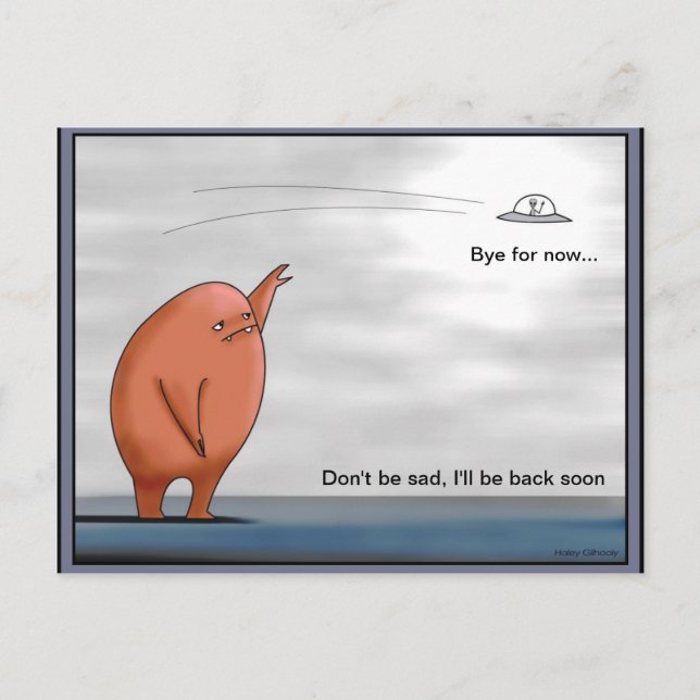 Alienígena acenando adeus - Cartão postal (Frente)