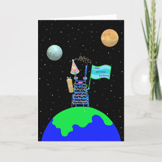 Alienígena Cartão de aniversário 1 com verso por J