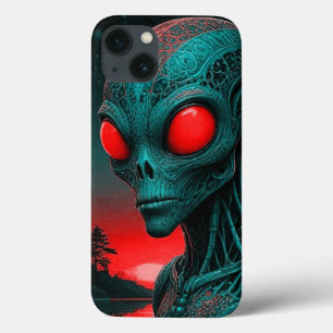 alienígena com tema iPhone 13 capa de telefone