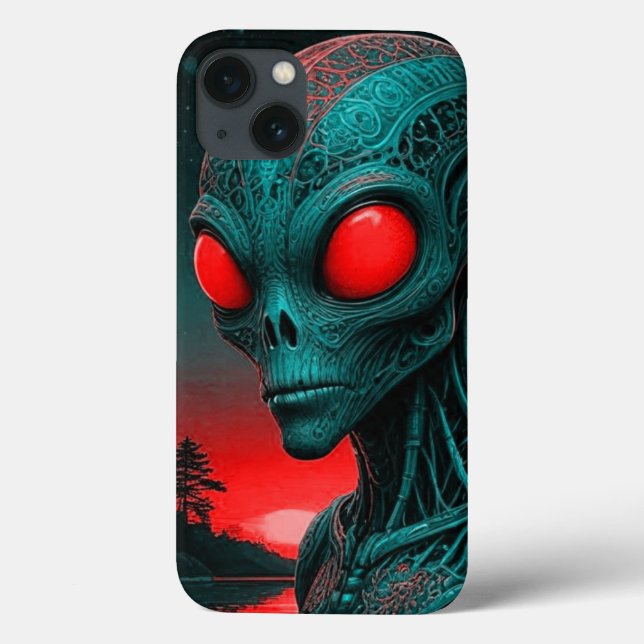 alienígena com tema iPhone 13 capa de telefone (Verso)