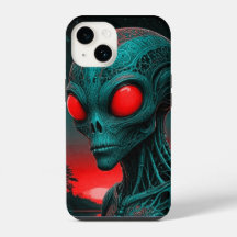 Alienígena com tema iPhone 14 capa de telefone